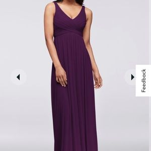 David’s Bridal Bridesmaid Dress Full length plum purple cross cross top Size 12